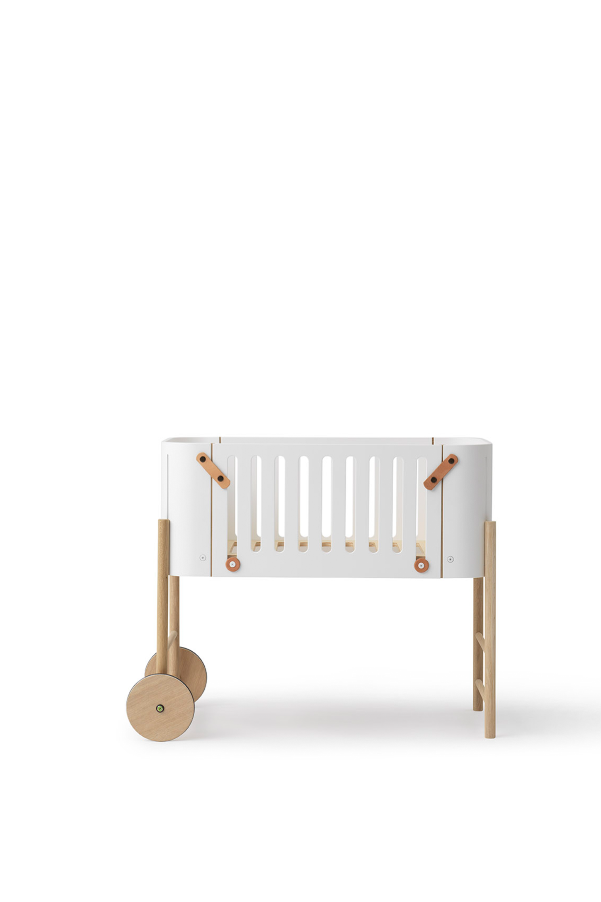 Beistellbett "Wood" inkl. Umbauset zur Bank | weiß/Eiche