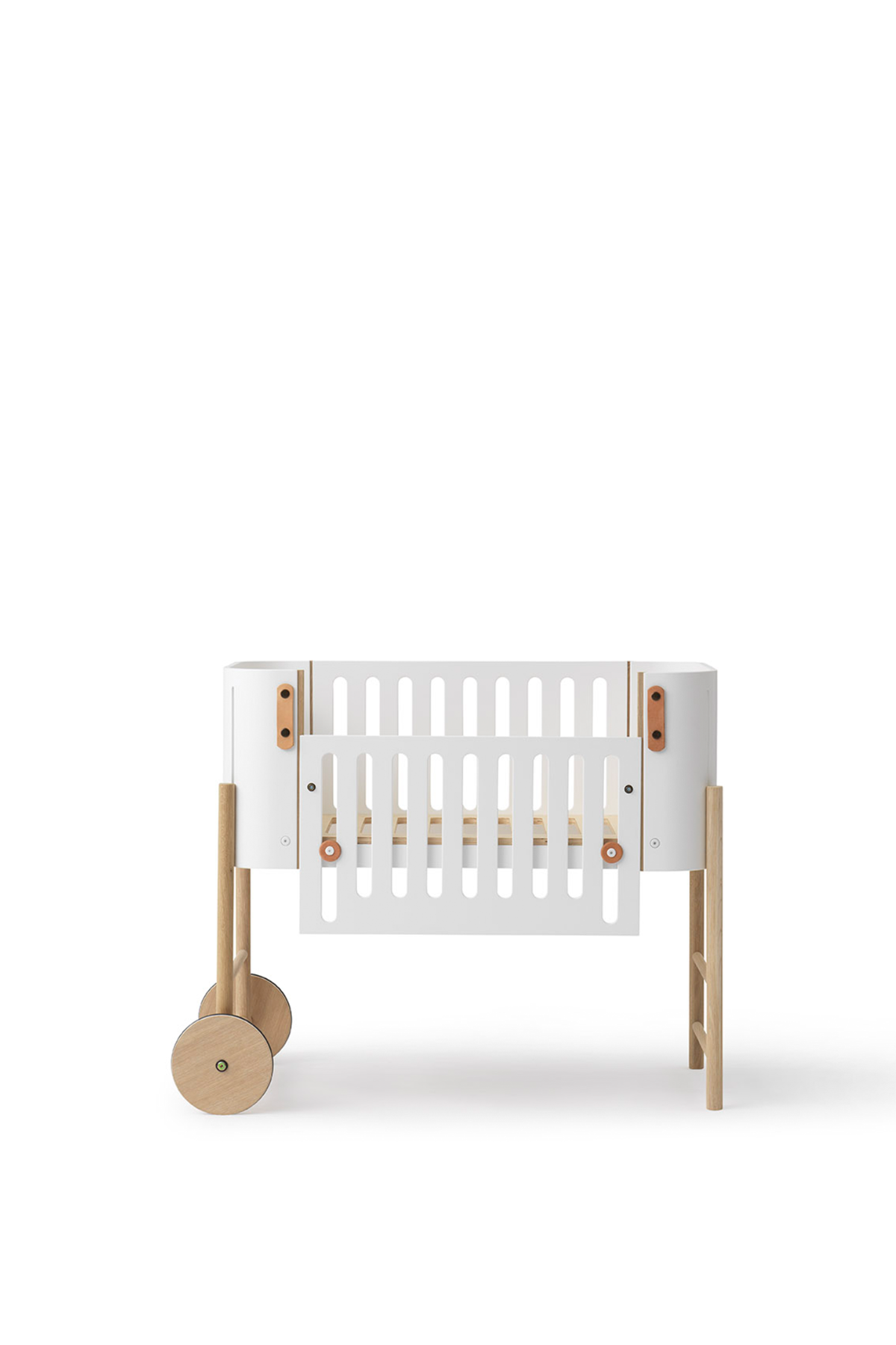 Beistellbett "Wood" inkl. Umbauset zur Bank | weiß/Eiche