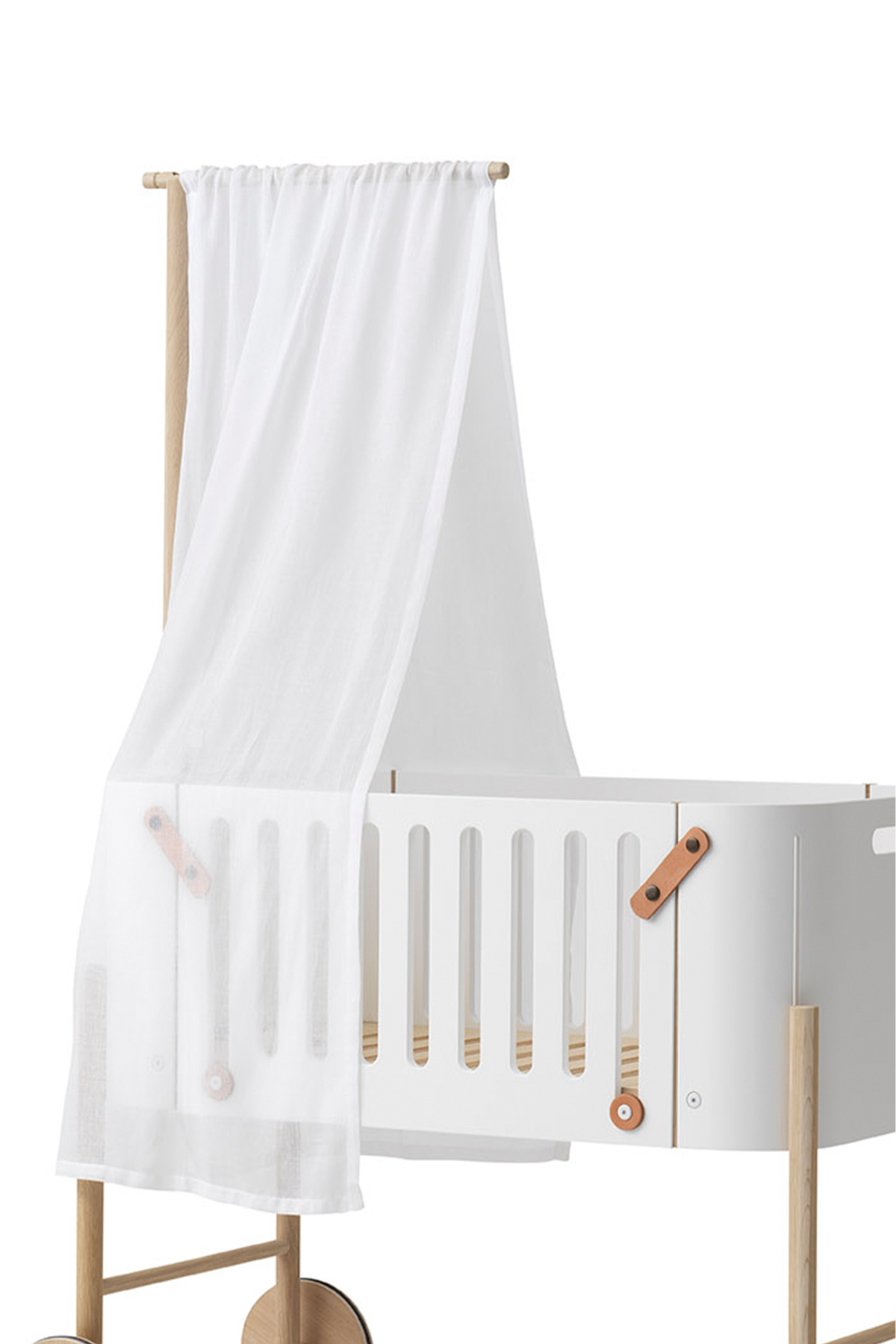 Beistellbett "Wood" inkl. Umbauset zur Bank | weiß/Eiche
