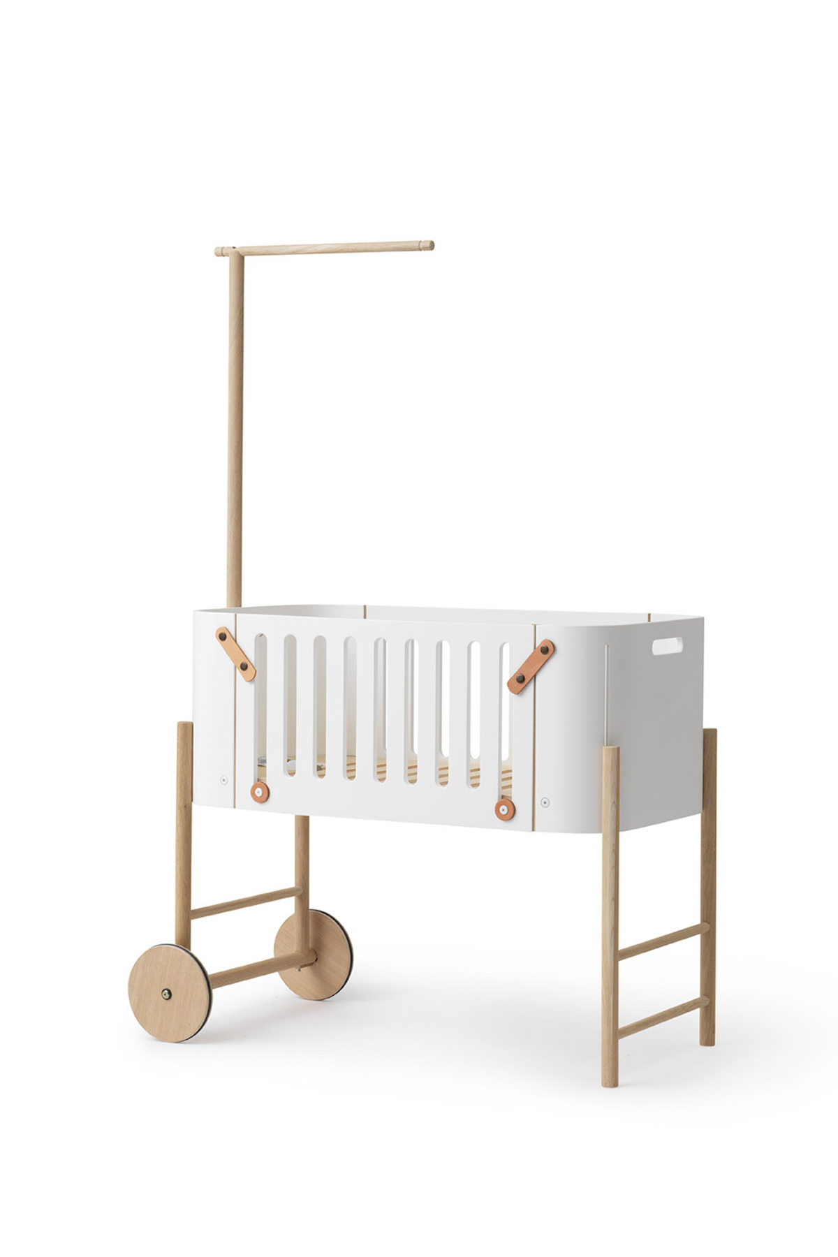 Beistellbett "Wood" inkl. Umbauset zur Bank | weiß/Eiche