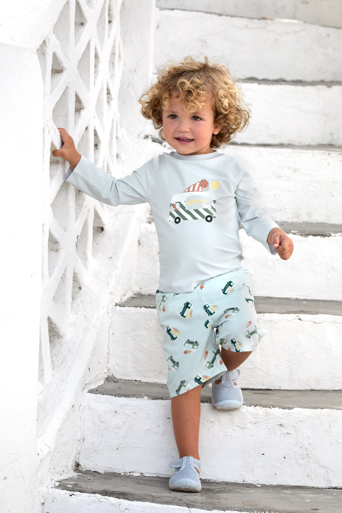 Badeshorts "Ice Cream Truck illusion" mit integrierter Schwimmwindel | mit UV Schutz